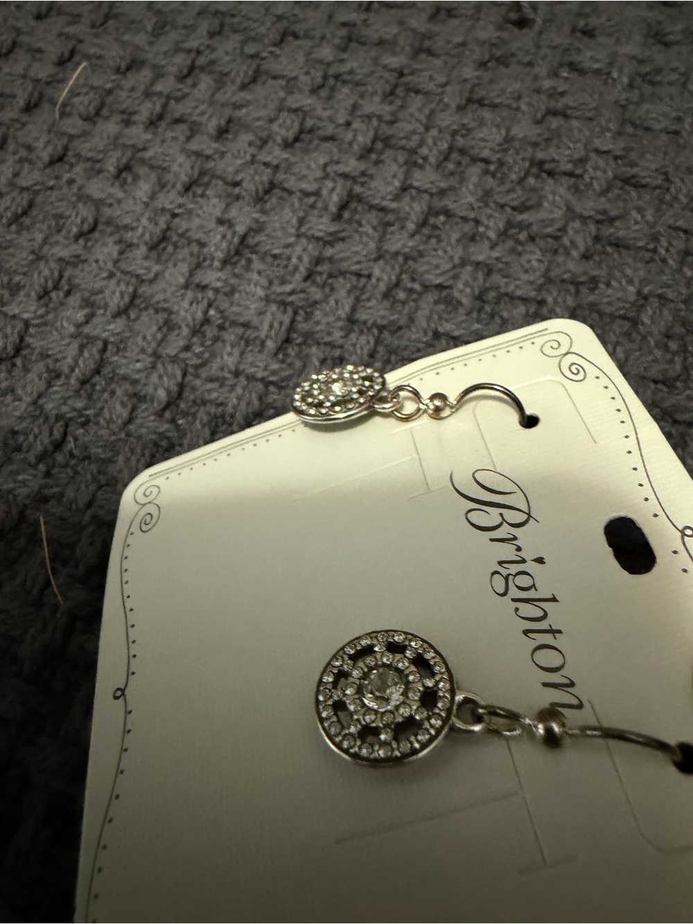 NWT Brighton Silver-Tone Crystal Disc Drop Earrings in White - Picture 4 of 4
